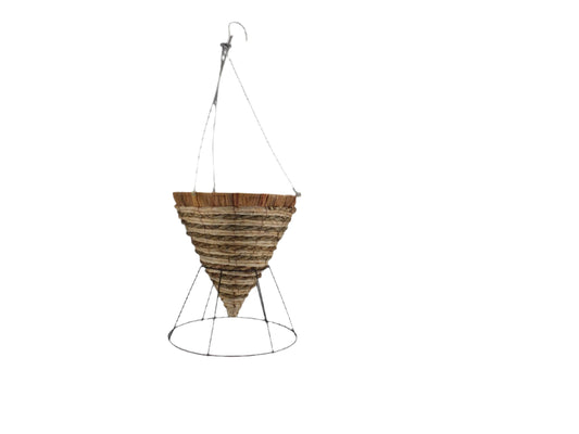 14" Wicker Rd Hanging Cone With Stand & Hanger #11