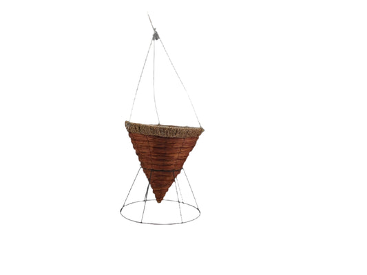 14" Wicker Rd Hanging Cone With Stand & Hanger #15