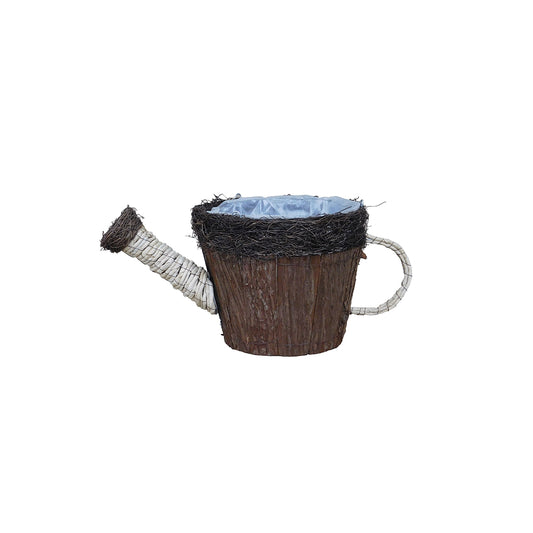 Wicker & Bark Watering Can W/ Solid Deco Chain Hanger #26A