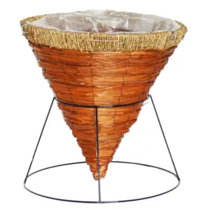 14" Wicker Rd Hanging Cone With Stand & Hanger #15