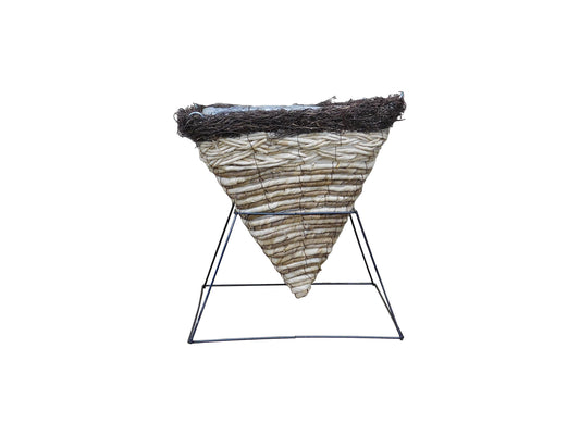 14" Wicker Sq Hanging Cone With Stand & Hanger #1