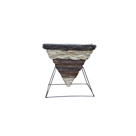 14” Square Bark And Twig Cone With Stand & Hanger #K9