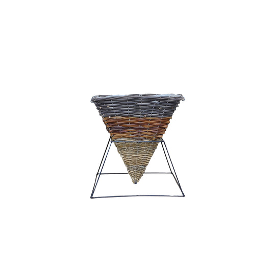 14” Square Wicker Cone With Stand & Hanger #N12