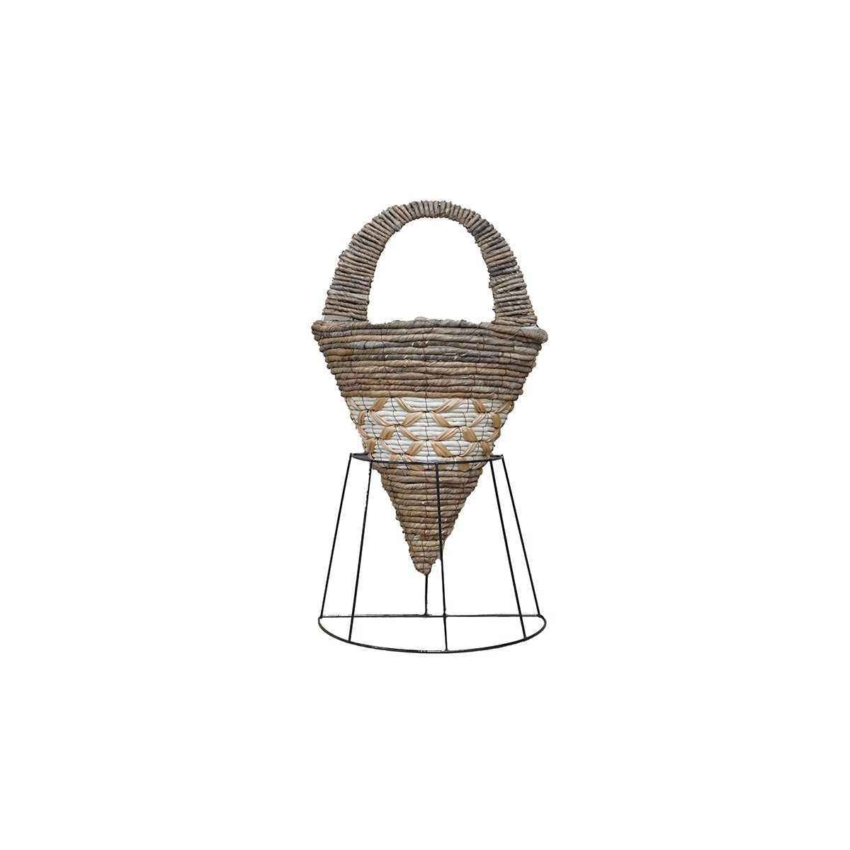 14" Corn & Banana Leaf Wall Cone With Stand #9C