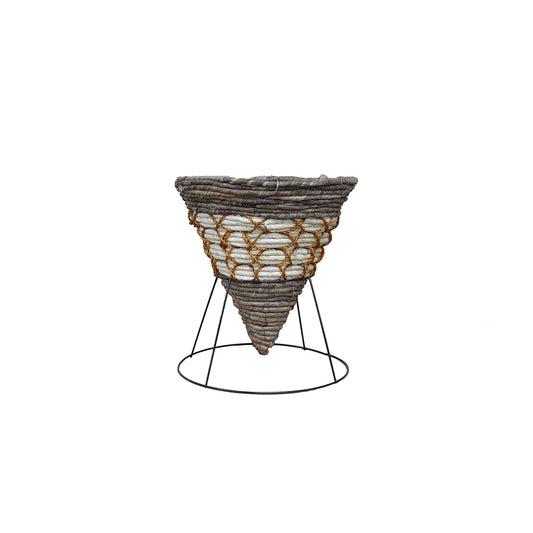 14" Wicker Rd Hanging Cone With Stand & Hanger #9