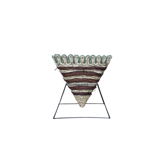 14" Wicker Sq Hanging Cone With Stand & Hanger #7